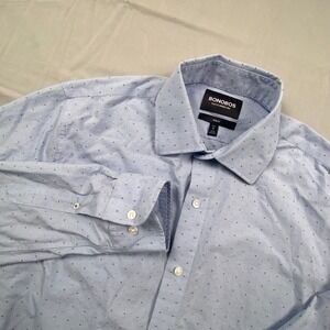 Bonobos Slim Fit Stretch Wrinkle-Free Shirt Mens M Light Blue Polka Dot
